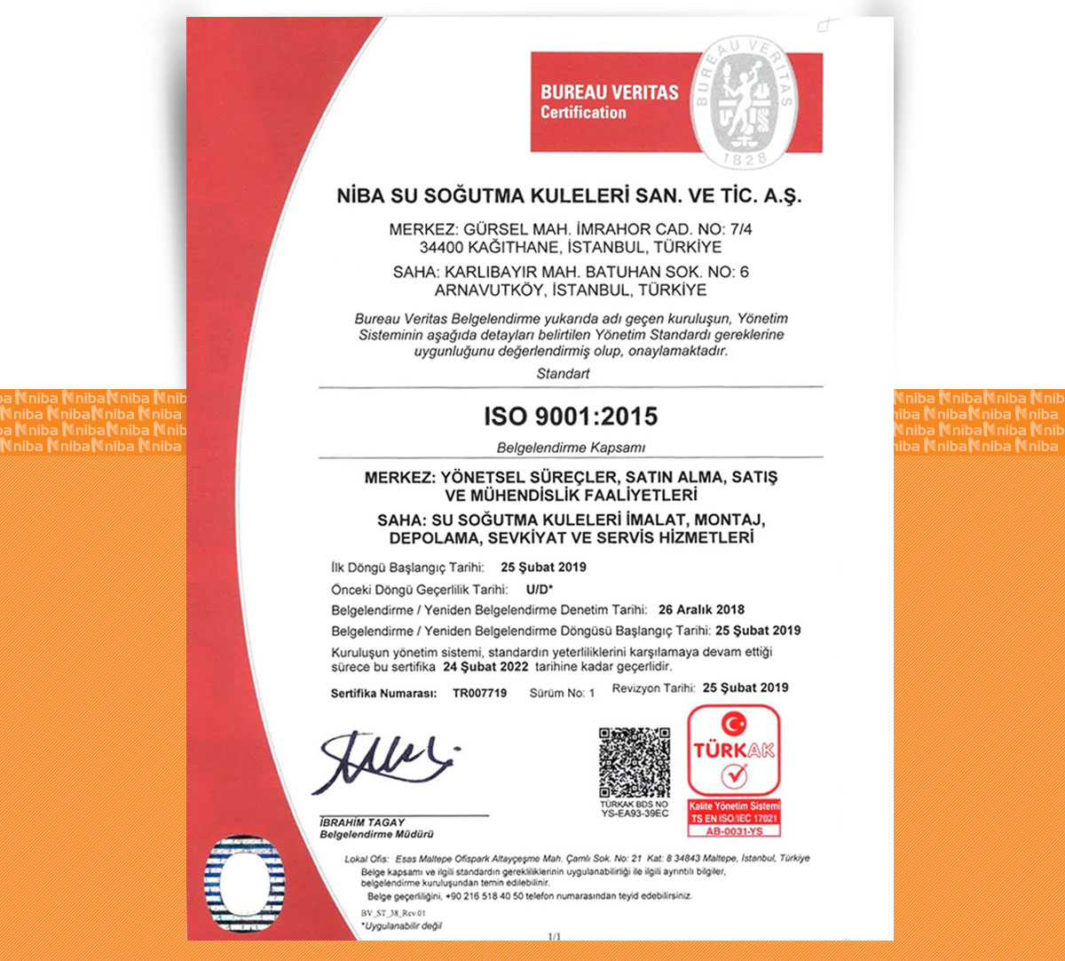 Soğutma kulesi ISO 9001-2015 -TR
